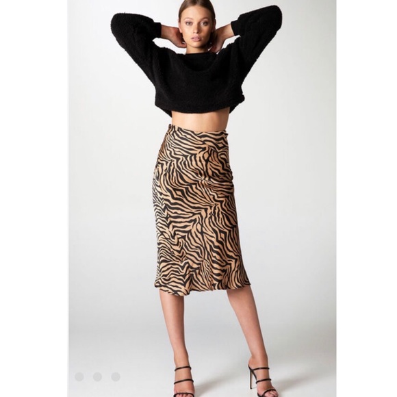 Bardot Dresses & Skirts - Bardot Mayah Spliced Zebra Animal Print Midi Skirt